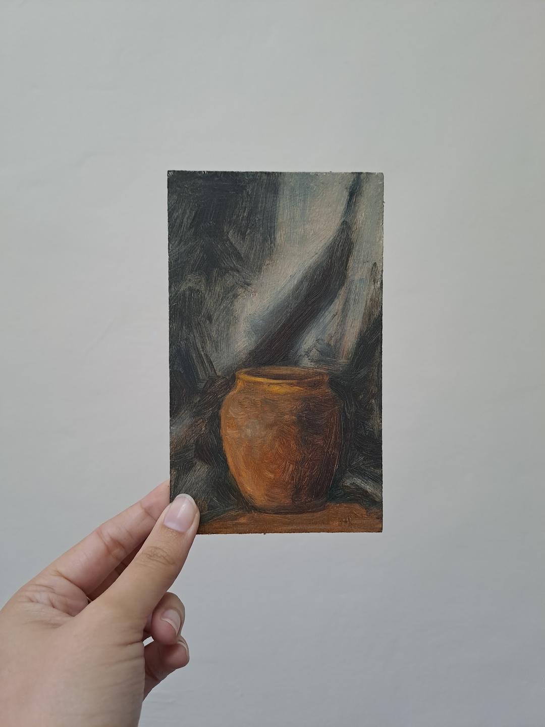Clay pot, oil on board, 2024