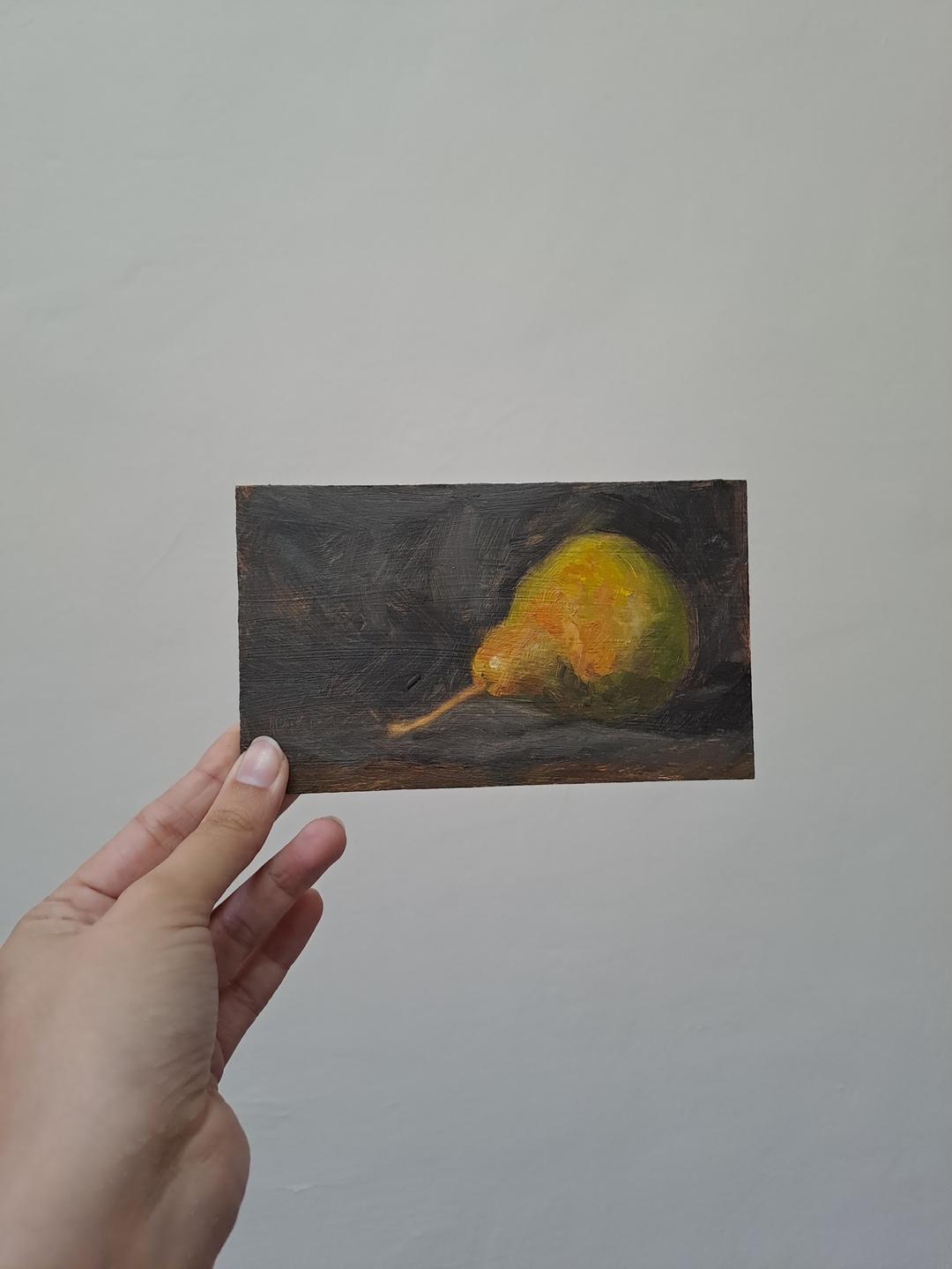 Golden Pear, oil on board, 2024