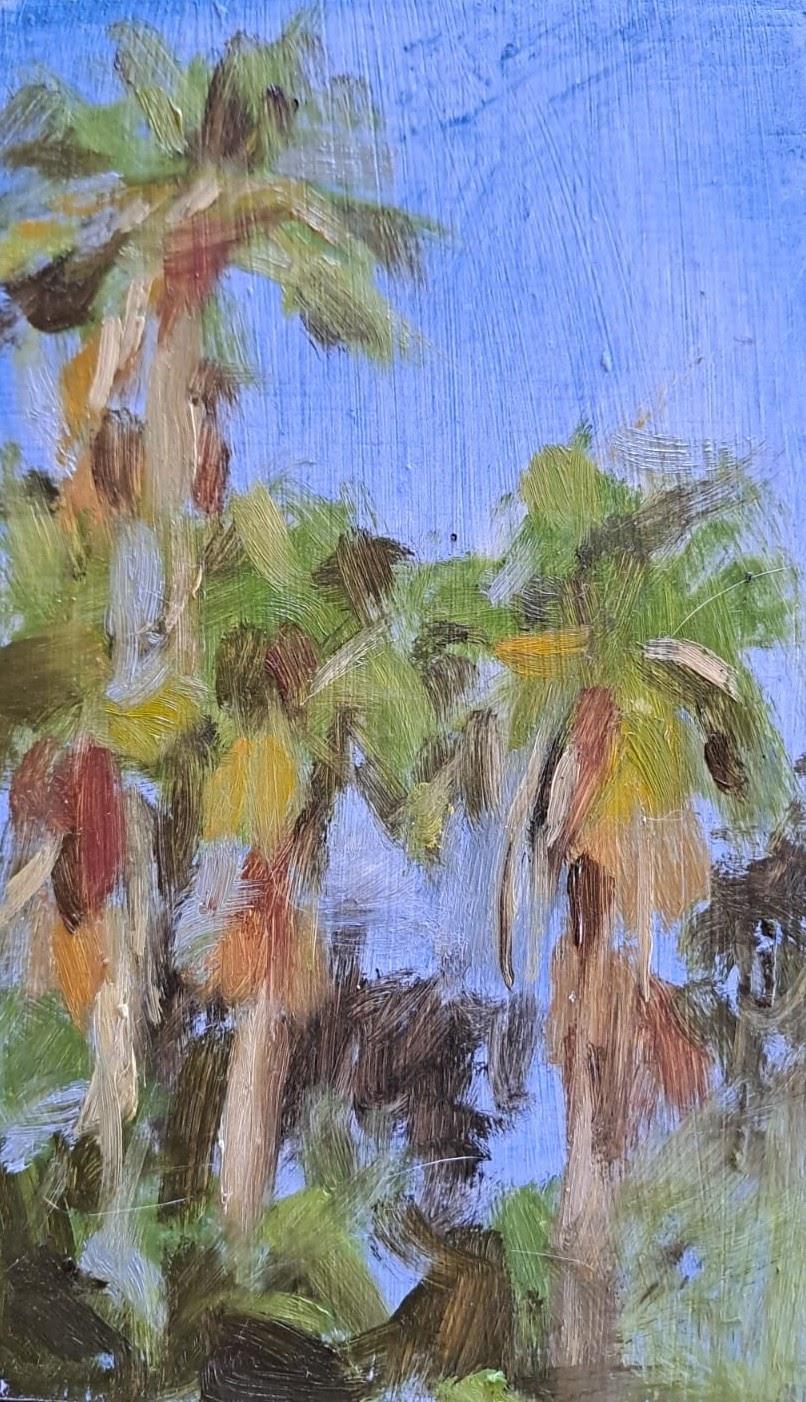 Happy as can Palm tree, oil on board, 2026
