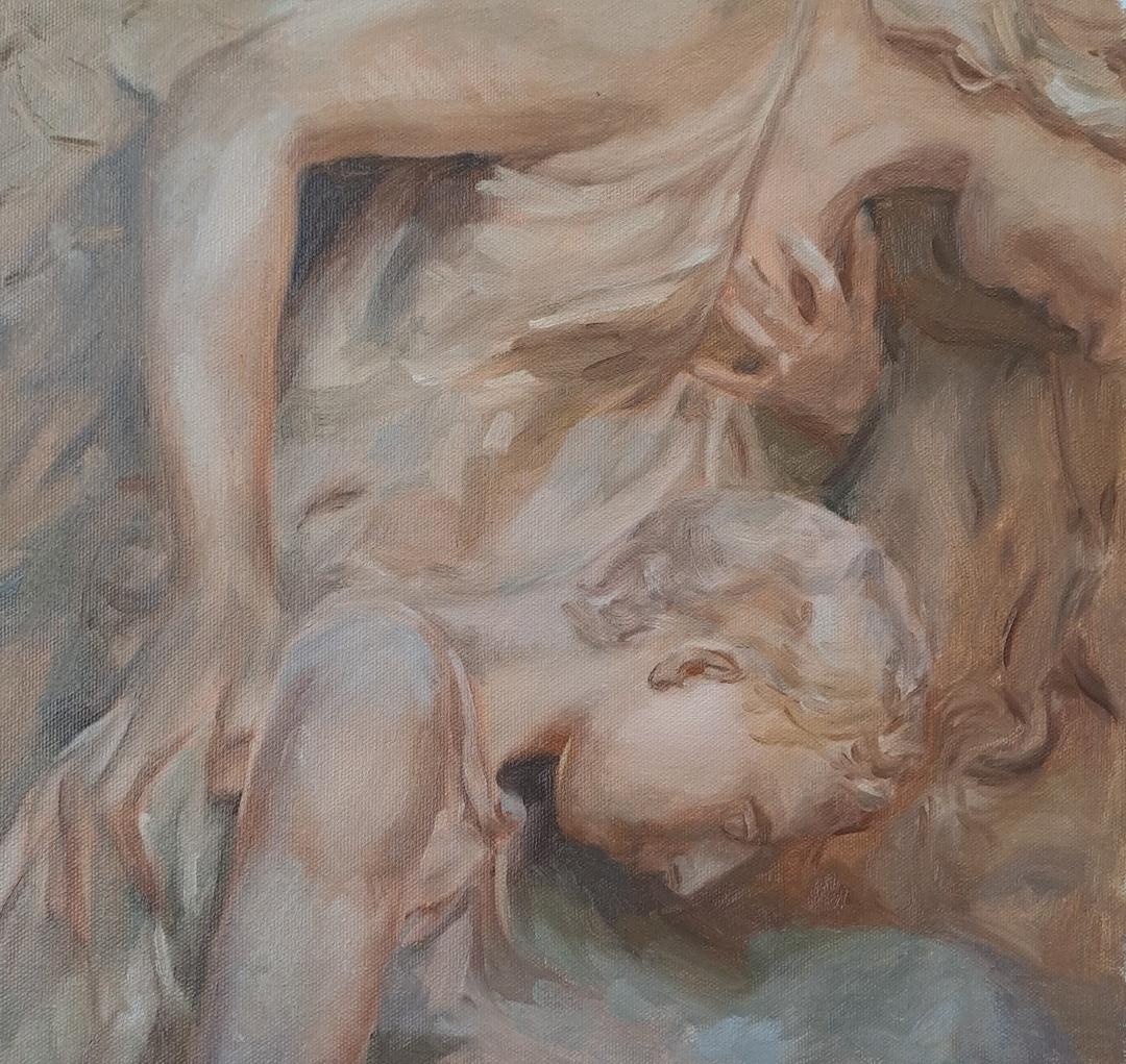 Holy Reverence (After Pietro Canonica sculpture), oil on canvas, 2025