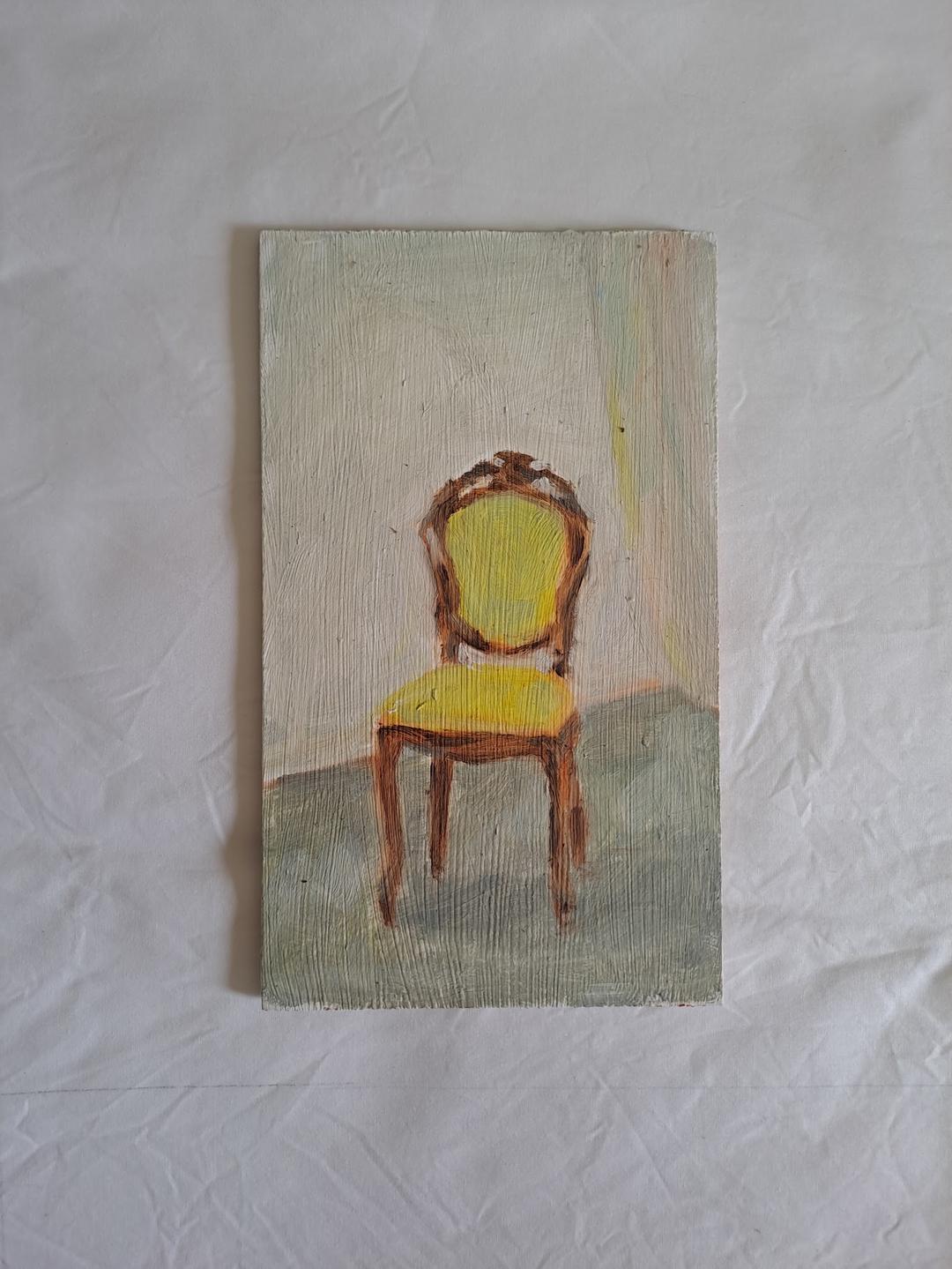 Neon yellow atmosphere, oil on board, 2024