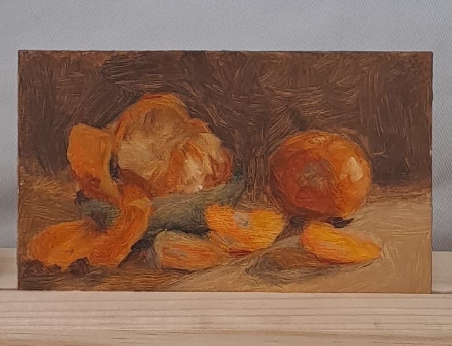 Peeled, oil on board, 2022