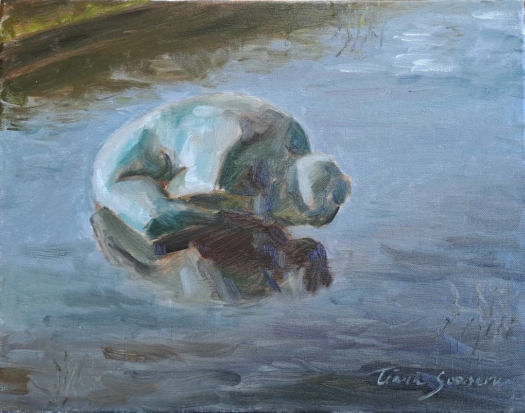 Statue at Lourenford Wine Estate, oil on canvas, 2023