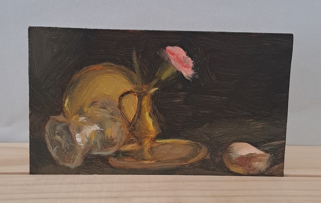 Still life, oil on board, 2022