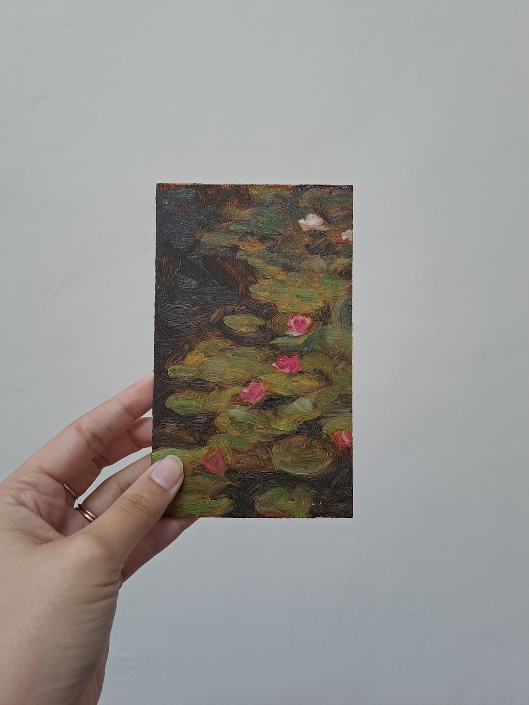 Water lilies, oil on board, 2023